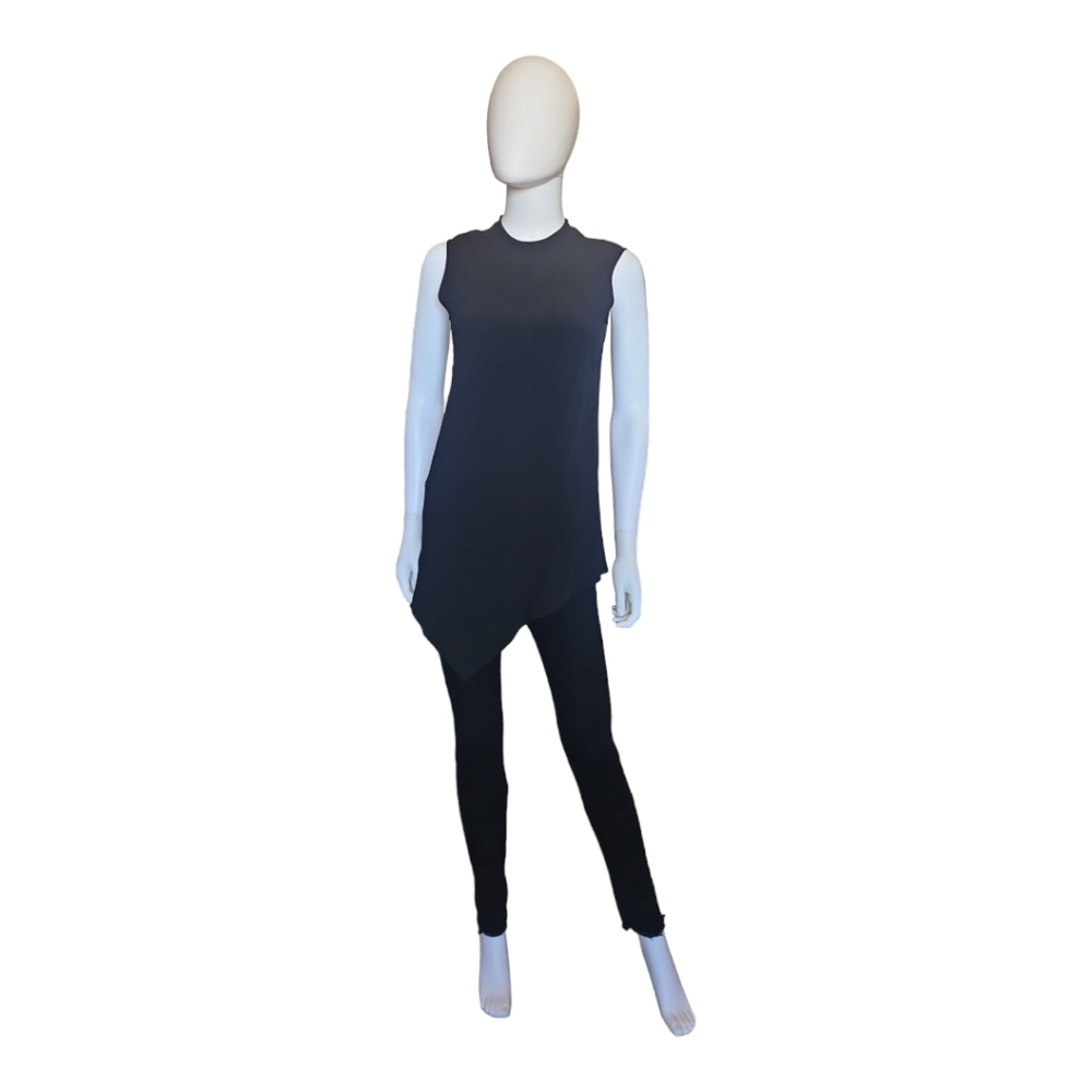 DAMIR DOMA | Black Silk Blend Asymmetric Hem Tank Top in Size Small